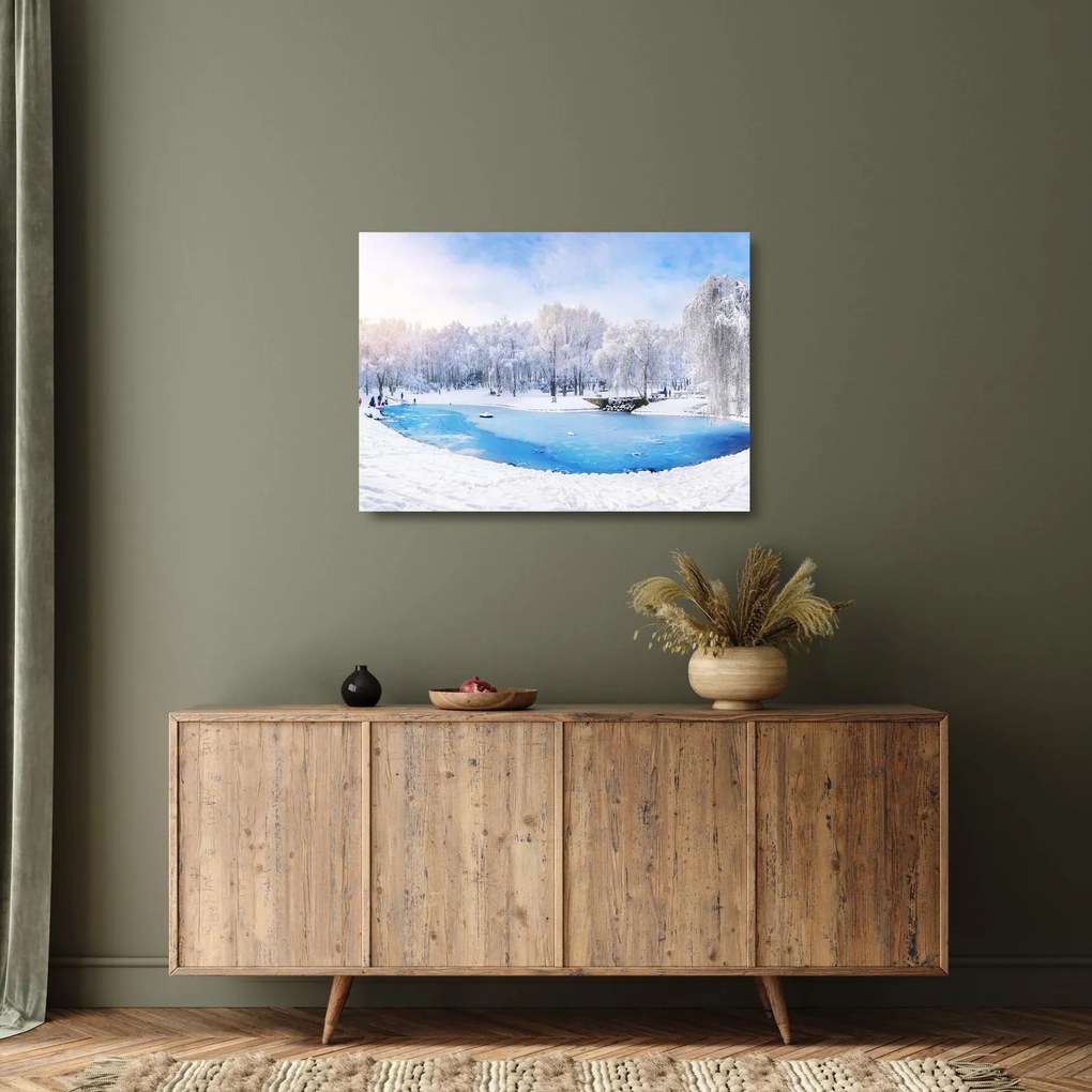 Tablou pe sticlă - Lac de gheață (70x50 cm)
