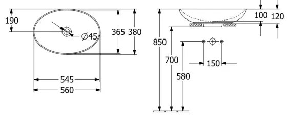 Villeroy & Boch 4A490101 - Lavoar de montat pe blat LOOP&FRIENDS 56x38 cm ceramică/alb