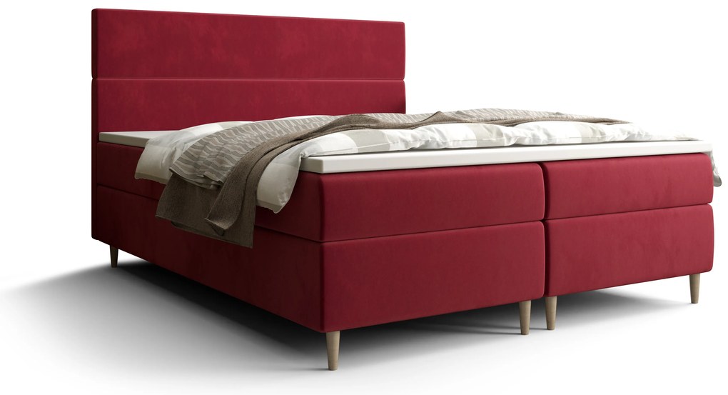 Pat matrimonial Boxspring 160 cm Flu (bordo) ( cu saltea și sp. depozitare). 1046548