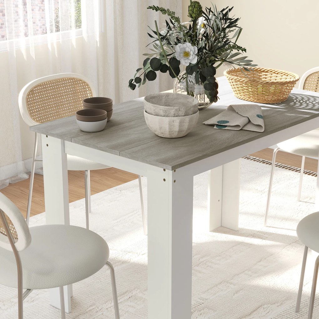 HOMCOM Masă Modernă de Dining pentru 4-6 Persoane 120x69x75 cm Gri și Alb | Aosom Romania