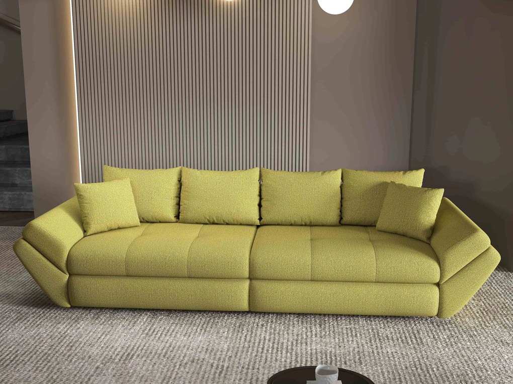 Canapea extensibilă dumonde cu ladă de depozitare si sezut confortabil din spuma high-density, Loana Enjoy Verde 300x100 cm