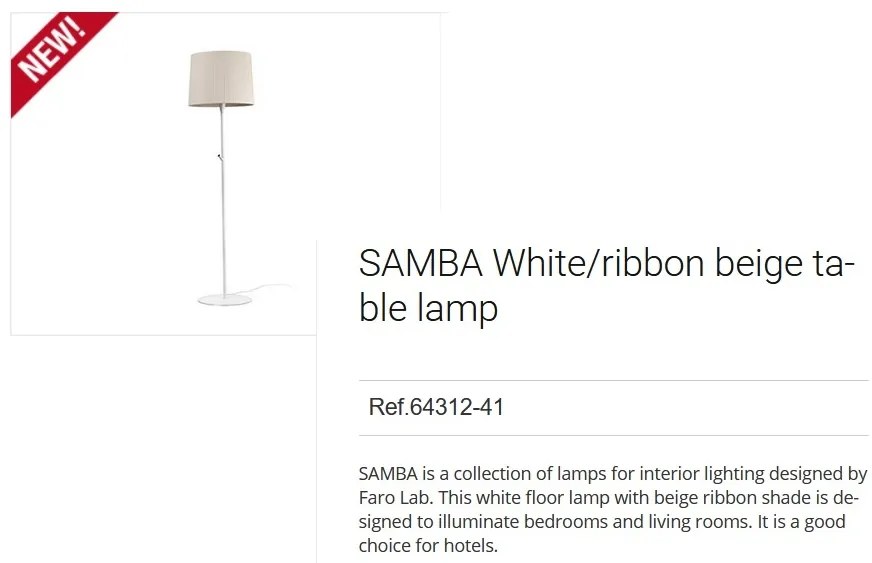Lampadar / Lampa de podea modern design elegant SAMBA alb/bej 64312-41