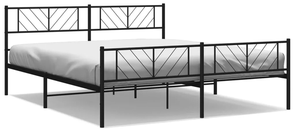 372204 vidaXL Cadru pat metalic cu tăblii de cap/picioare, negru, 200x200 cm