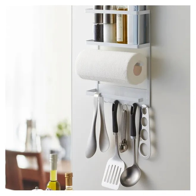 Suport magnetic YAMAZAKI Tower Magnetic Side Rack, mare, alb