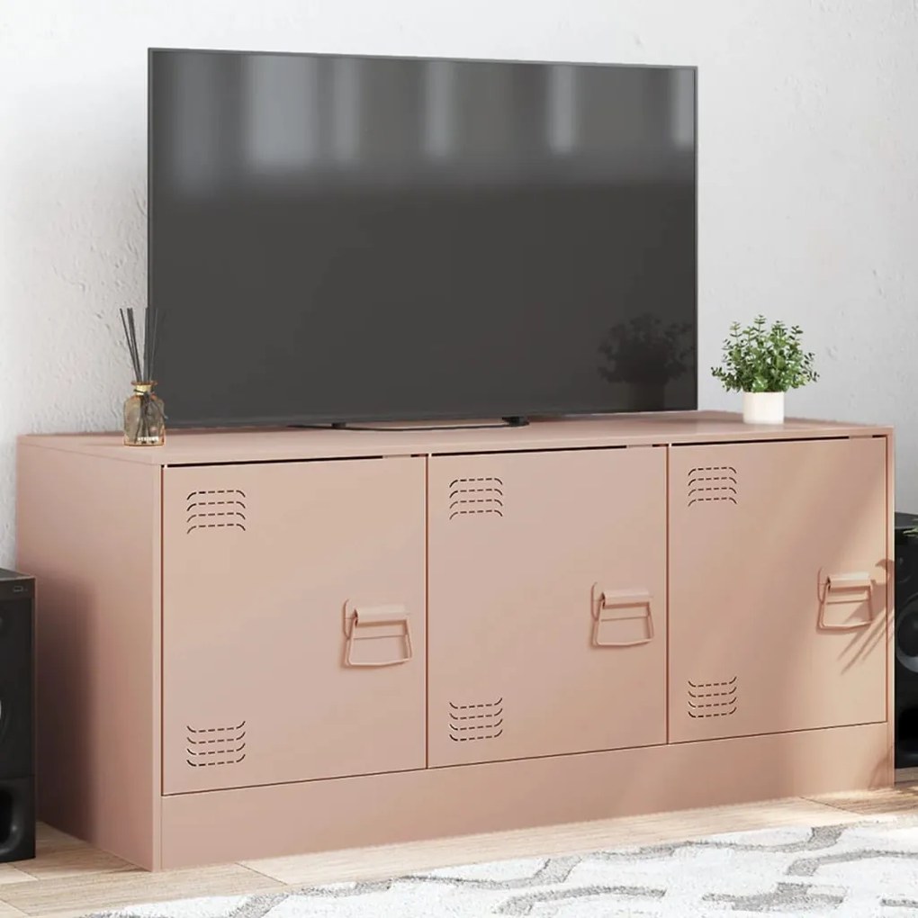 vidaXL Comodă TV, roz, 99x39x44 cm, oțel