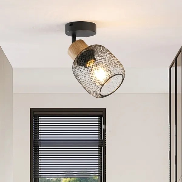 Brilagi - Aplică spot de perete BASKLITE 1xE27/15W/230V lemn/negru