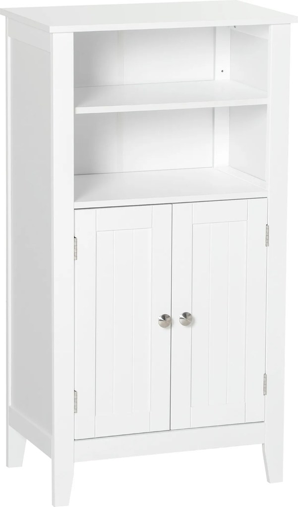 Kleankin Dulap Baie cu Rafturi Reglabile, Design Rezistent la Umiditate și Anti-Inclinare, 50x30x93 cm, Alb | Aosom Romania