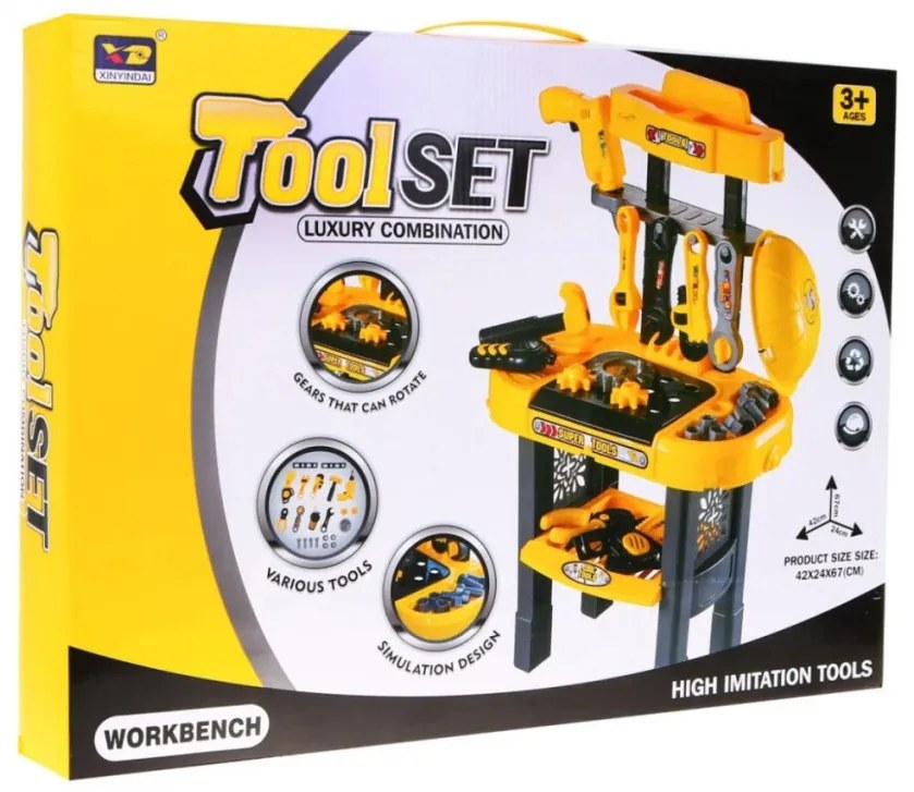 Set de unelte pentru copii și masă de asamblare, 23 de piese