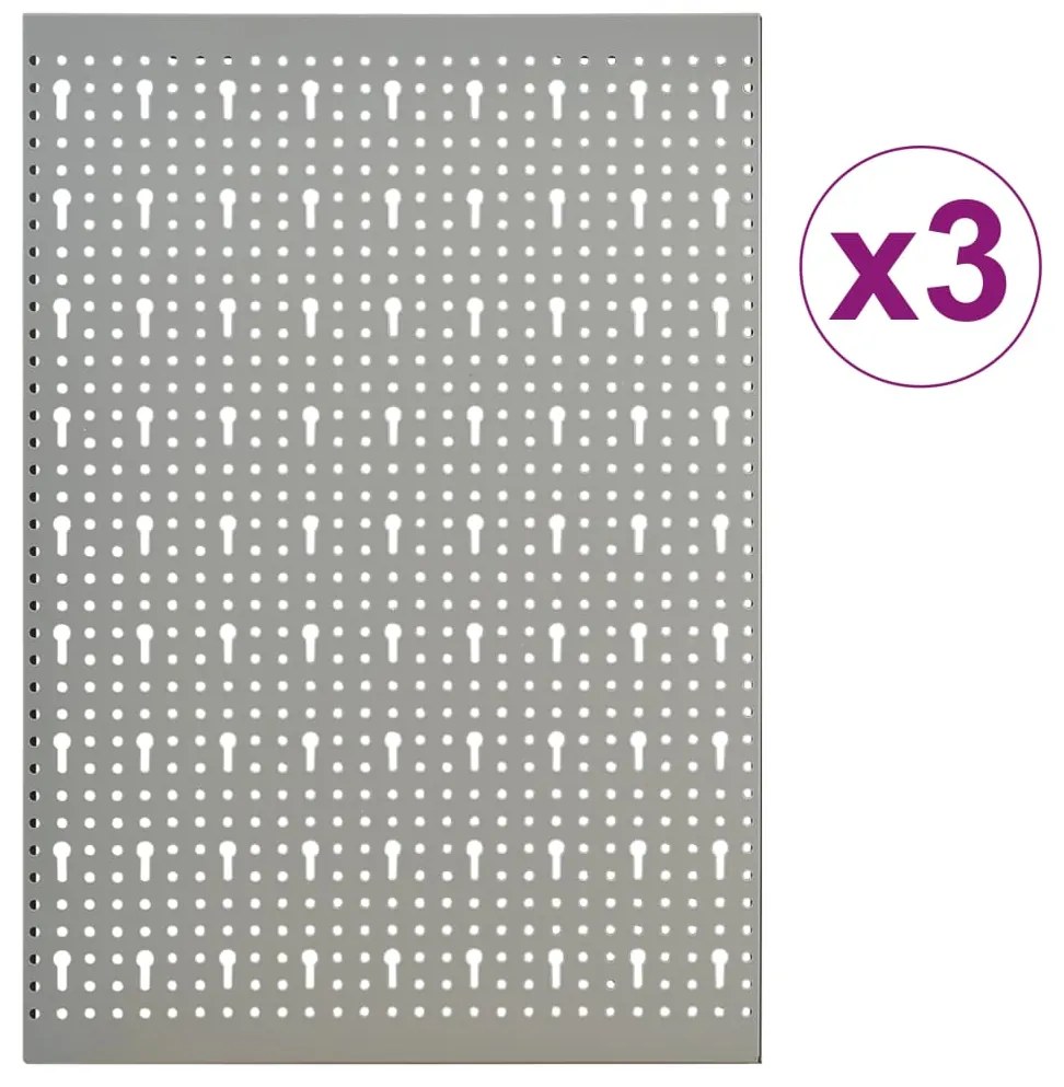 Panouri pentru scule de perete, 3 buc., 40 x 58 cm, otel 3