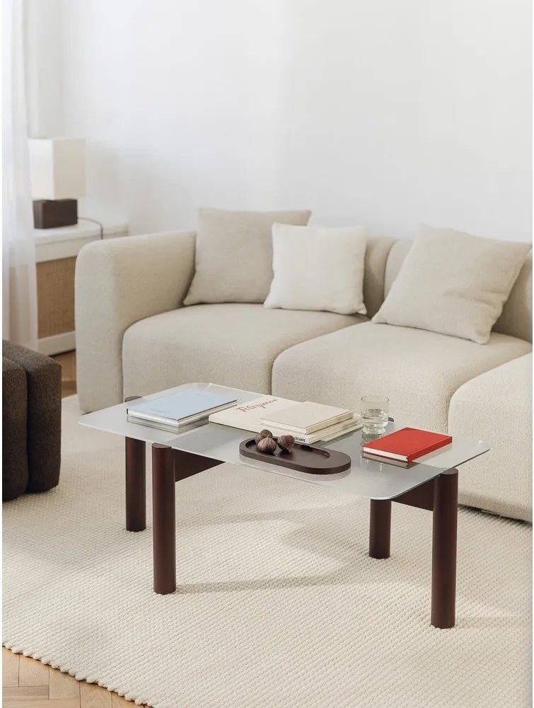 Măsuță de cafea burgundy cu blat din sticlă 55x105 cm Kob – noo.ma