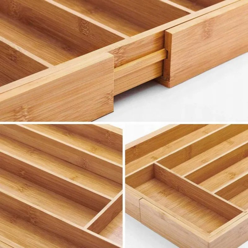 Organizator din bambus pentru tacamuri Kinghoff KH 1218, 52 x 31.5 x 5cm, Bambus