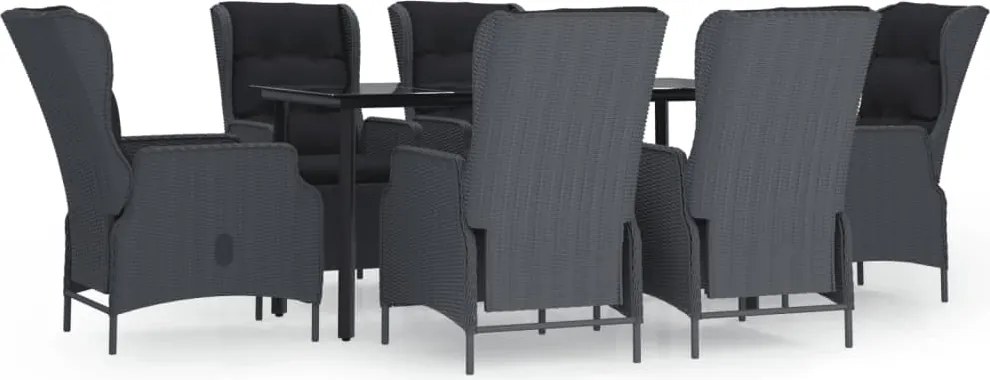 vidaXL Set mobilier de grădină, 7 piese, gri închis, poliratan