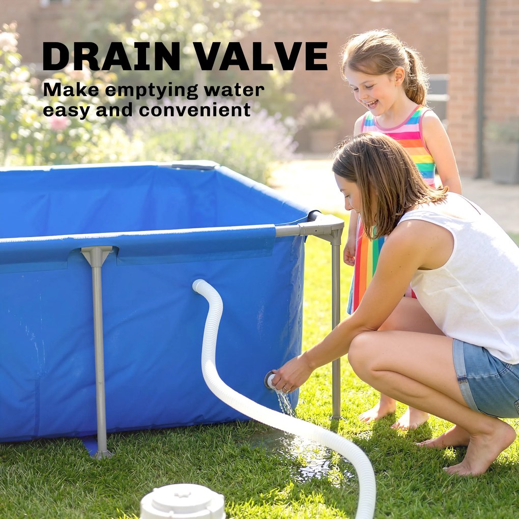 Outsunny Piscină dreptunghiulară cu structură metalică și pompă de filtrare, 260 x 181 x 67 cm, Albastru | Aosom Romania