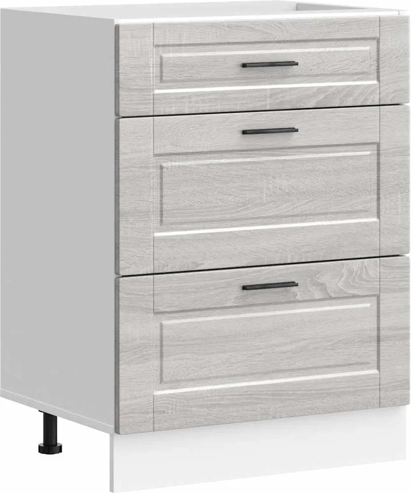 vidaXL Dulap de bază de bucătărie „Porto” Lemn prelucrat Sonoma gri