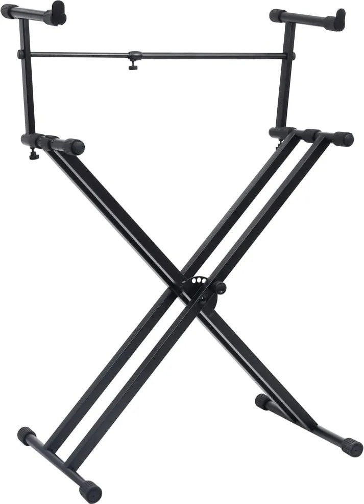 vidaXL Set suport dublu claviatură, cadru în formă de X, negru
