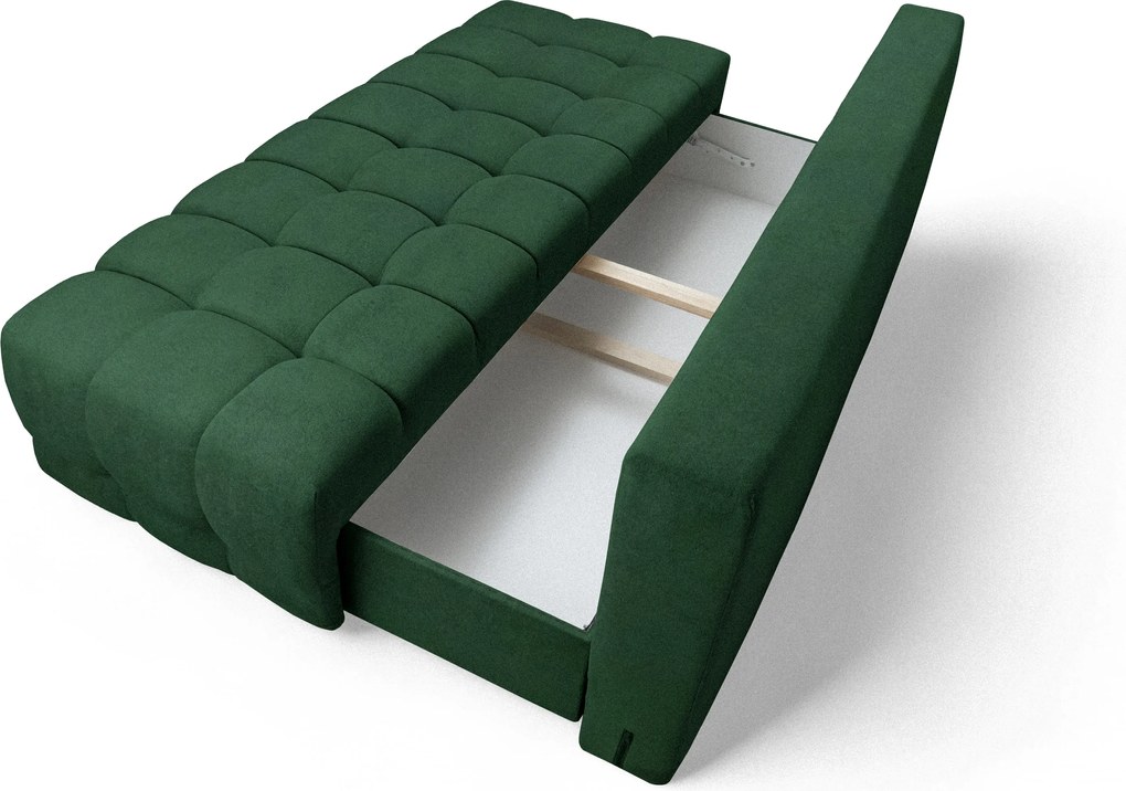 Canapea extensibilă Tuko cu ladă - verde țesătură Freya 210-09