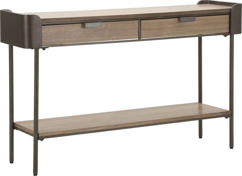 Consola Toronto, Mauro Ferretti, 120x31x72 cm, lemn de brad/fier, gri/maro