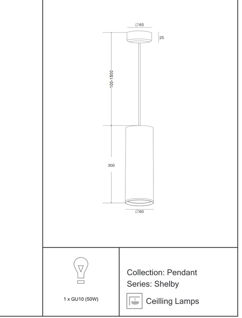Pendul design modern Shelby negru