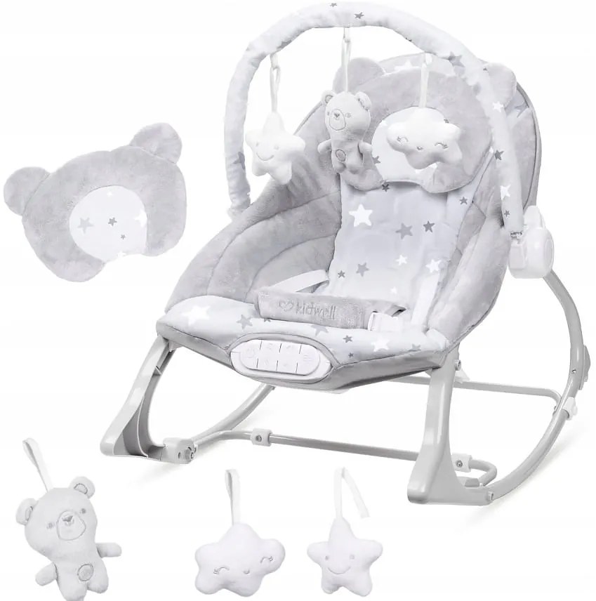 ShopJK BALANSOAR CU VIBRAȚII PENTRU BEBLUȘI KIDWELL PINO GRI