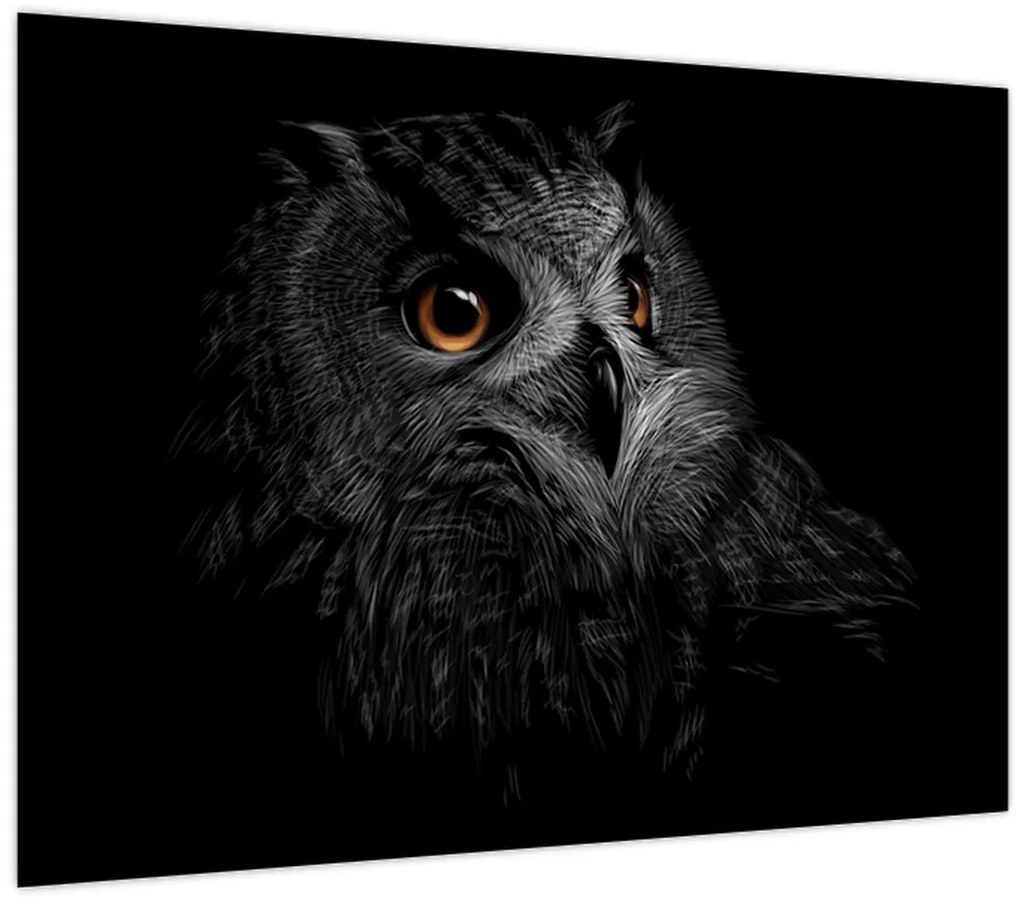 Tablou pe sticlă - Bufniță, ilustrație (70x50 cm)