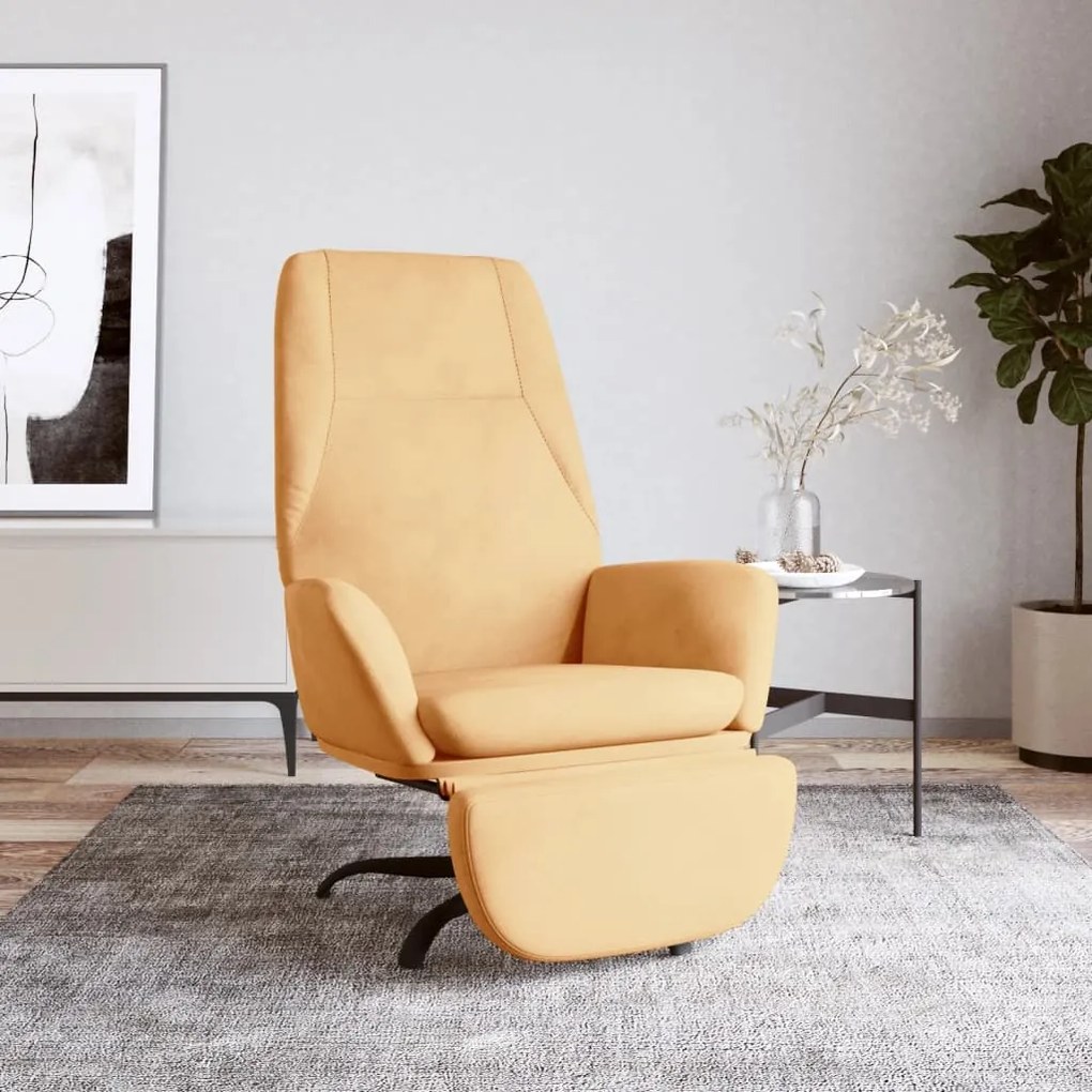 3097870 vidaXL Scaun de relaxare cu taburet, crem, microfibră