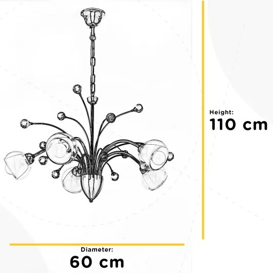 Lustră pe lanț ONLI DIAMANTE 5xE14/6W/230V