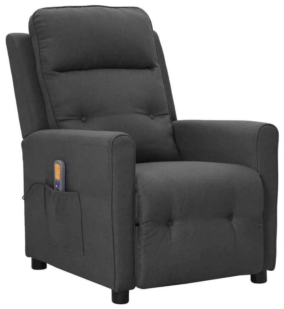 3098208 vidaXL Fotoliu de masaj cu ridicare, gri închis, textil