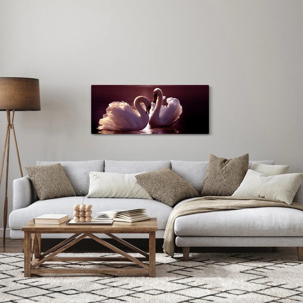 Tablou - Lebede pe lac (120x50 cm)
