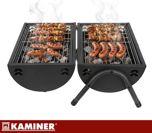 Grătar turistic cu cărbune cu capac