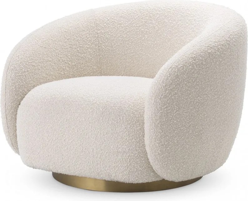Fotoliu pivotant design elegant LUX Brice, bouclé cream 114429 HZ