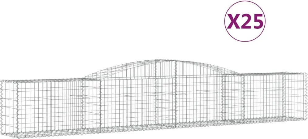 vidaXL Coșuri gabion arcuite 25 buc, 400x50x60/80 cm, fier galvanizat