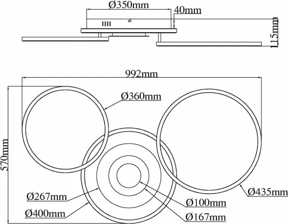 Globo 67824-40 - Plafonieră LED reglabilă MILES 40W/230V 57x99,2 cm argintie + telecomandă