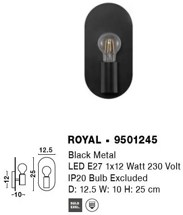 Aplica de perete design decorativ ROYAL negru