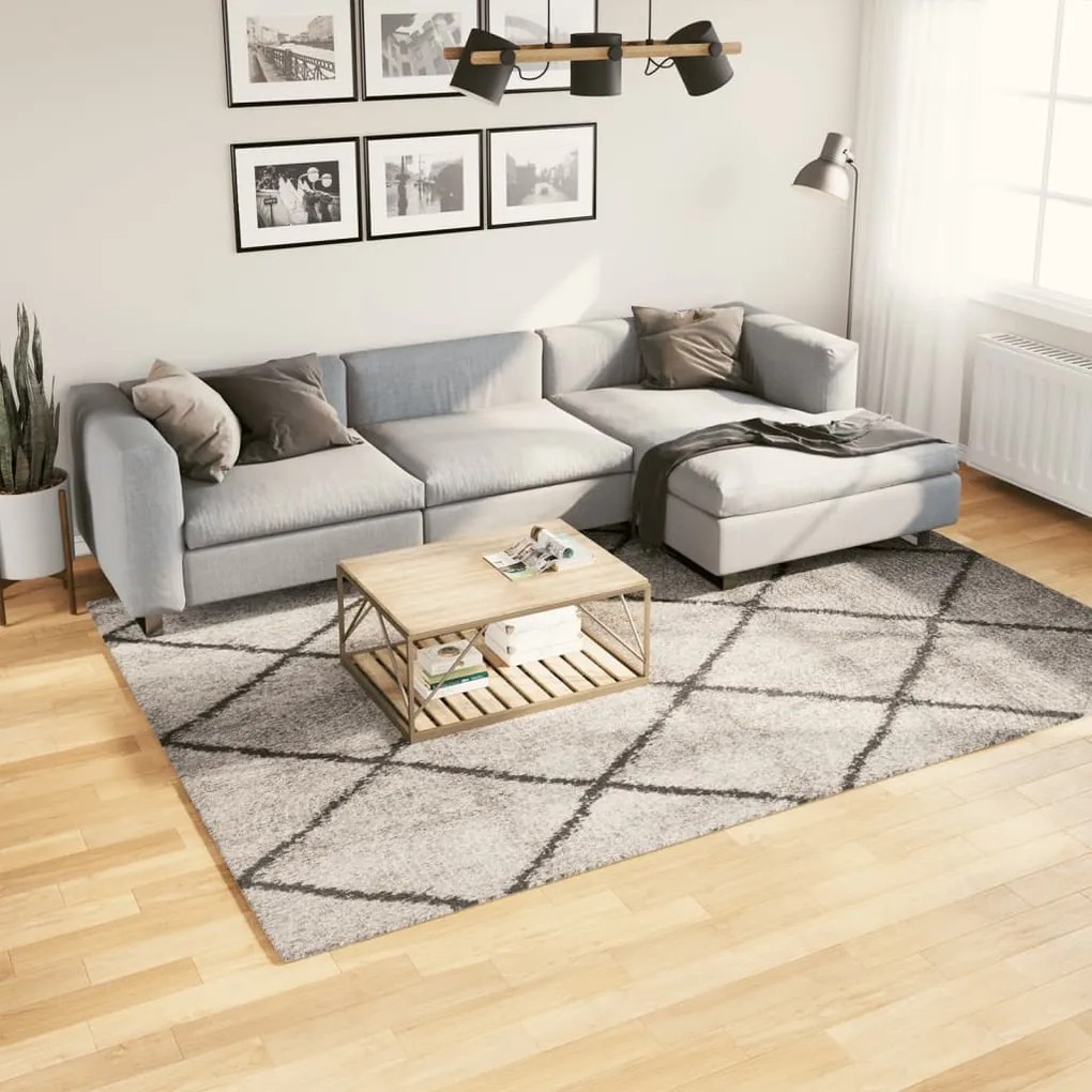 vidaXL Covor pufos &quot;PAMPLONA&quot; cu fire înalte, bej/antracit, 200x280 cm