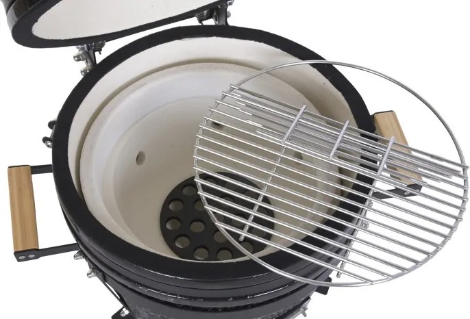 Grătar kamado din ceramică și metal, 51 x 53 x 64 cm, negru, „Barbecue Ceramic"