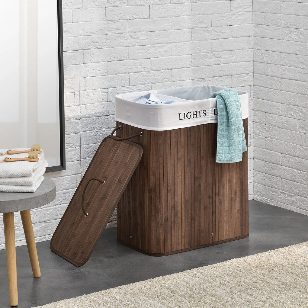 Juskys Cos de rufe din bambus Curly 100 litri, maro