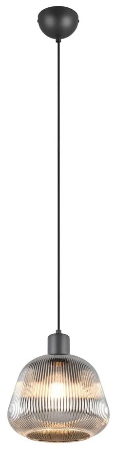 Lustră neagră cu abajur din sticlă ø 22 cm Tarifa – Trio