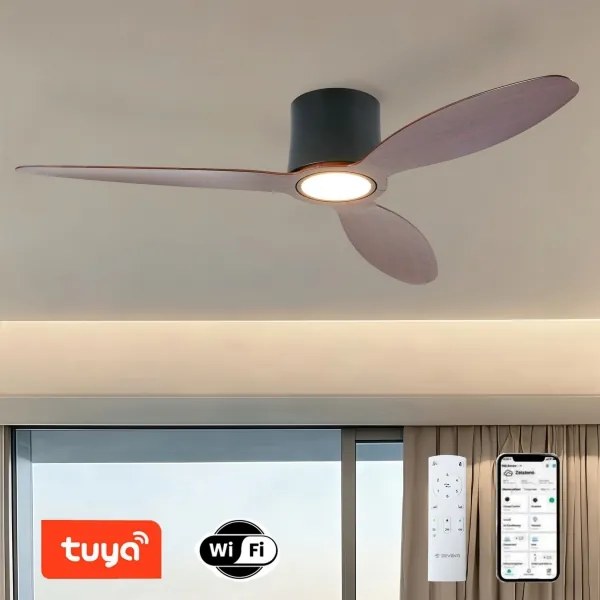 ZEVENTI - Ventilator de tavan LED VENTORA LED/24W/230V Wi-Fi Tuya negru/nuc +telecomandă