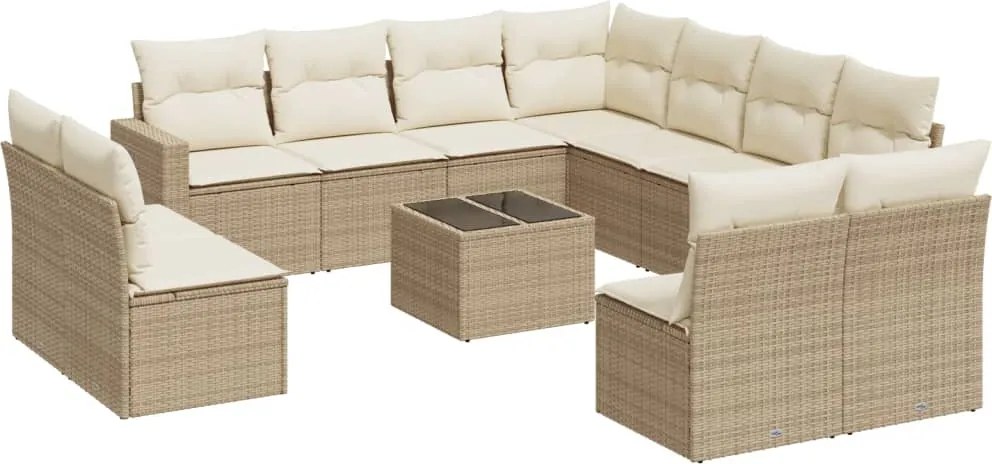 vidaXL Set canapele de grădină cu perne, 12 piese, bej, poliratan