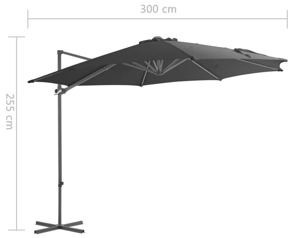 Umbrela suspendata cu stalp din otel, antracit, 300 cm Antracit, 300 x 255 cm