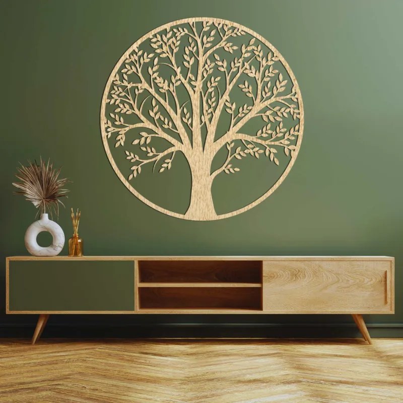 SENTOP | Copacul Vieții din lemn, într-un cerc – decorațiune murală | FORTIS