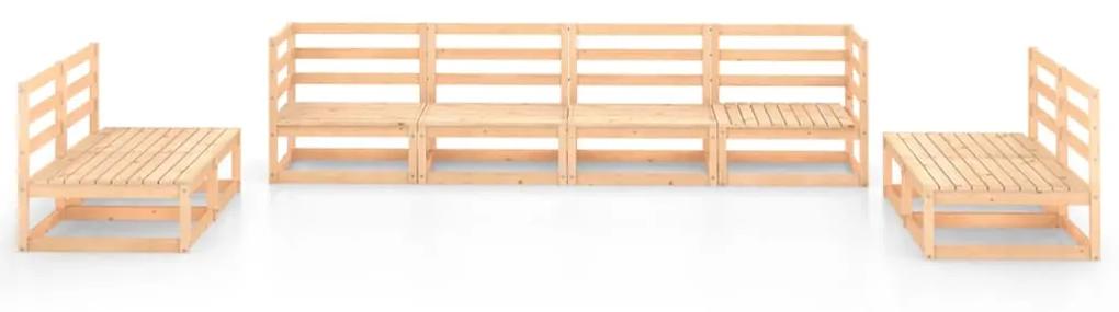 Set mobilier de gradina, 8 piese, lemn masiv de pin Maro, 1, nu