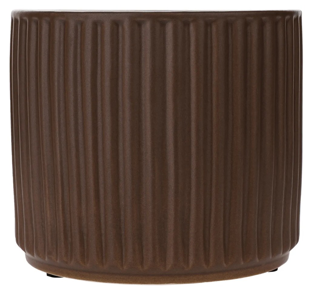 Ghivece de flori din ceramică, set de 2, maro mat, KELSO