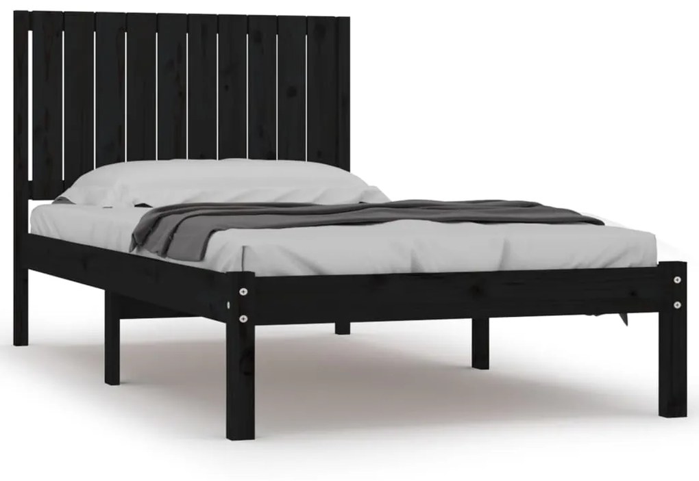3104407 vidaXL Cadru de pat, 100x200 cm, negru, lemn masiv de pin