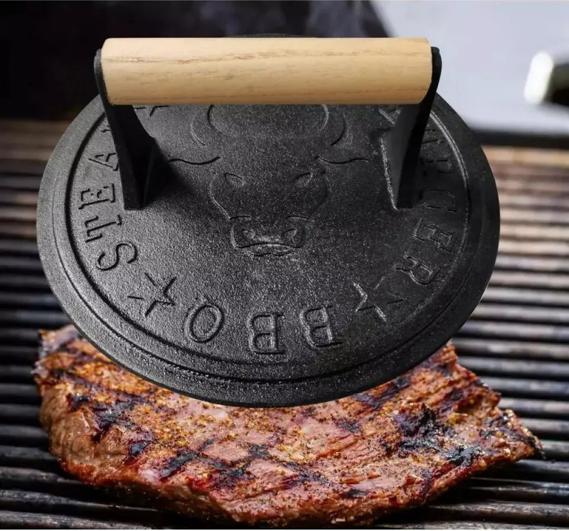 Presa pentru carne Kinghoff KH 1759, 18 cm, Maner lemn, Fonta