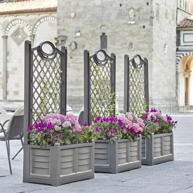 Jardinieră cu volum mare și suport ornamental Bama Separe capuccino, 80 x 150 x 42,5 cm