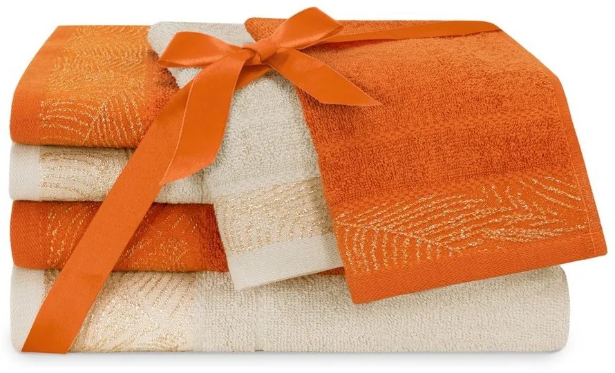 Prosoape de baie portocalii/bej 6 buc. din bumbac din frotir Bellis – Restilo