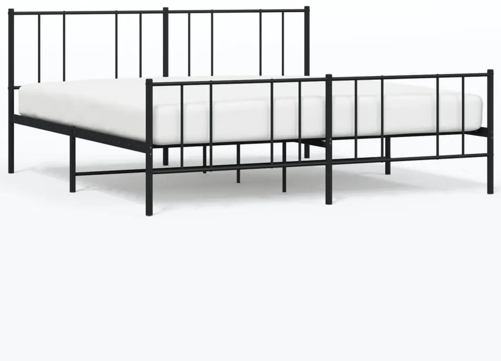 352503 vidaXL Cadru pat metalic cu tăblii de cap/picioare, negru, 183x213 cm