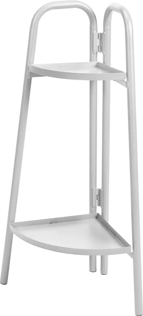 Raft de colț pentru flori din metal, culoare alb, 26x26x70 cm