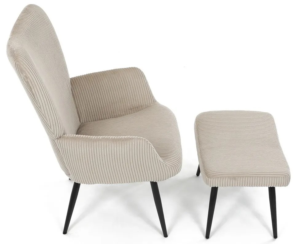 Scaun pentru relaxare cu suport pentru picioare L7285 CRM6, crem